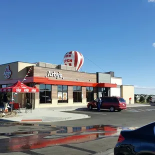 Great looking building front, decent sized parking lot.