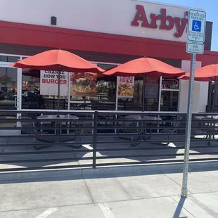 Their front door and outdoor seating