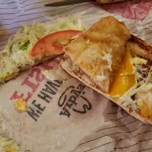 "Fish" sandwich with tiny fish piece on only half of the sandwich.  Piece of absolute crap.