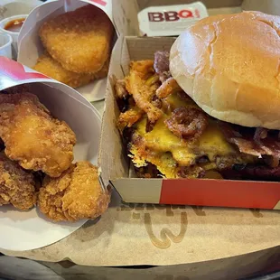 I'm thinking Arby's!  Potato Cakes (2 ea.) are back!  Bourbon BBQ Brisket Sandwich is freaking fire!  Premium Nuggets (4 ea.)