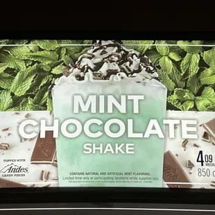 a mint chocolate shake