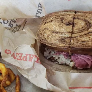 Reuben and Curly Fries (impressed with the corned beef).