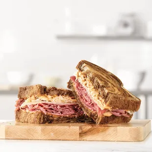 a sandwich on a cutting board