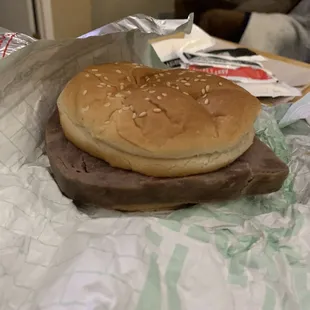 a hamburger on a wrapper