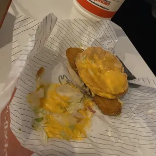Cheddar fish sandwich