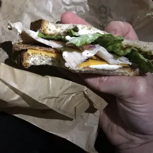 Is the cheese slice thicker than the turkey portion?