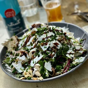 Arugula, balsamic, almonds, add chicken