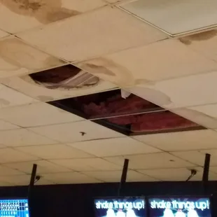 Wires hanging down and bowlers bowling under them