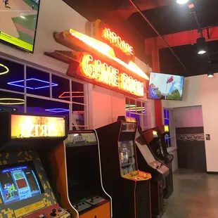 Games and signage.