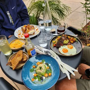 Steak and eggs, not avocado toast and chamomile fresh toast. All really good!