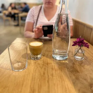 Gibraltar coffee, and water.