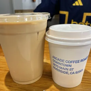 Iced honey latte &amp; breve cappuccino