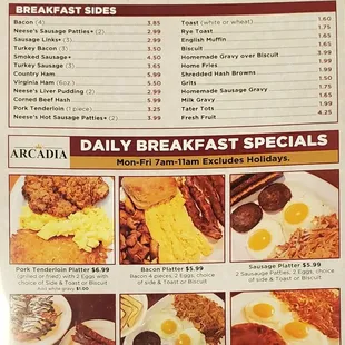 Breakfast menu