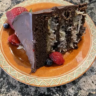 a slice of cake on a plate