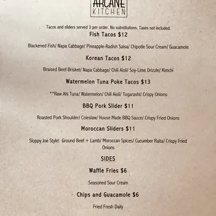 2018 Food Truck Menu