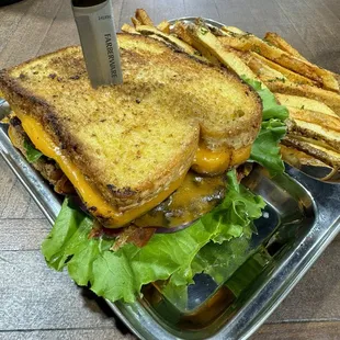 The double grilled cheese double bacon cheese smashburger