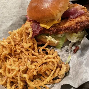 Chicken Sandwich with onion straws