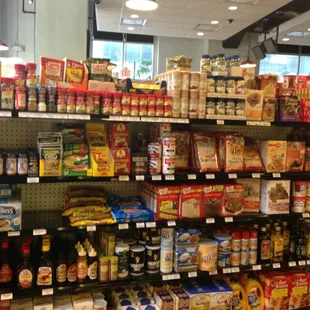 a grocery store with shelves full of food