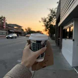 Pistachio rose latte and sweet corn coffee cake