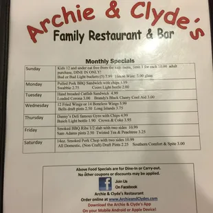 Monthly specials