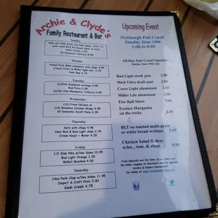the menu