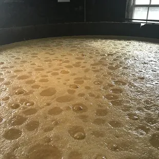 a large pan of dough