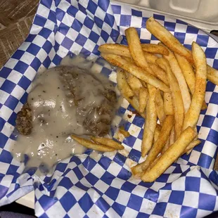 Got the chicken fried steak basket and it was $36 for 2 of these. Best thing about the meal is the drink