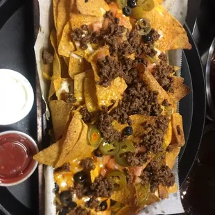 Loaded beef nachos!