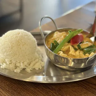 Panang curry with chicken and rice