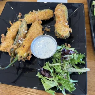 Gluten free jalapeño poppers with homemade ranch dressing
