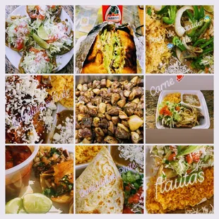 a variety of mexican food