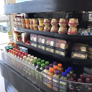 a display of food items