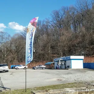 the entrance to the ice cream parlor