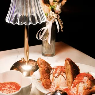 Panna cotta and croissant sundae