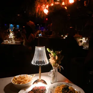 Steak frites and porcini risotto