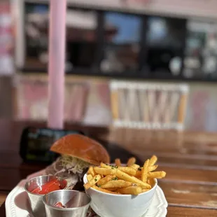 Wagyu burger with fries