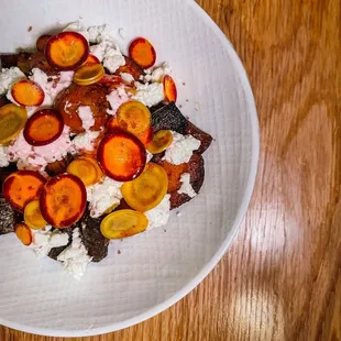 Roasted Hirabana Farms carrots with Sweet Land Farm goat chevre.