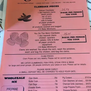 Clam bake season!!! Here's their prices