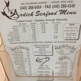 The menu