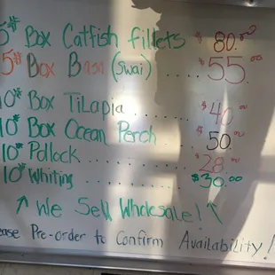 a white board with a list of items on it
