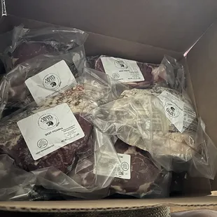 Box of meat from Ardis cattle co