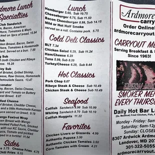 menu
