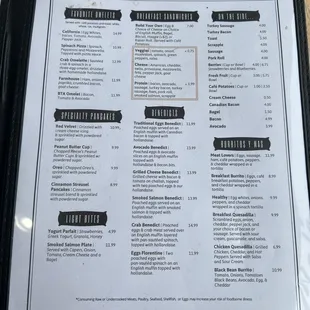 Benedicts Menu