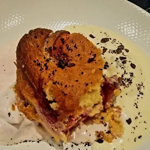 Peach cake with homemade ice cream- amazing combo of sweet and tart. It was phenomenal!!