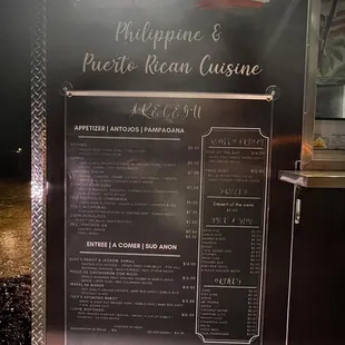 a menu for a restaurant