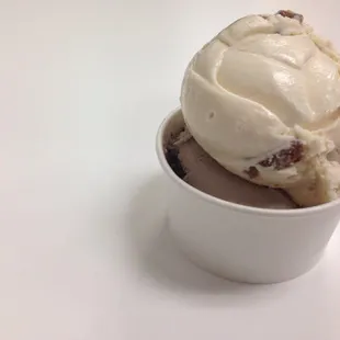 Bourbon Butter Pecan atop Cookies and Cream. Yum!