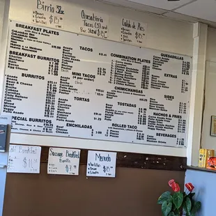 The menu