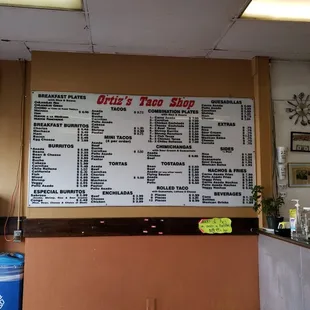 menu