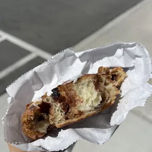 Snail Pastry aka Pain aux Raisins (Dense and reminiscent of a cinnamon roll, very sweet. Do not recommend)