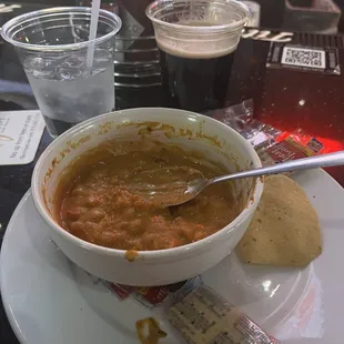 Chicken tortilla soup and a pint of Guiness